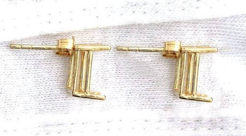 14kt Solid Gold 1 Set (2 pieces) 5x3-12X10 Emerald Earrings Setting, New, Made in USA 142-020