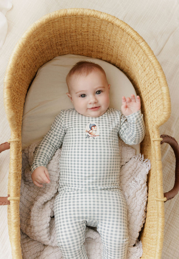 Baby Boy Layette Set - Blue - Gingham Owl