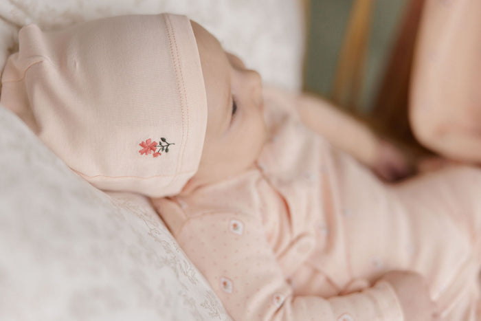 Baby Girl Footie – Pink – Floral Dot