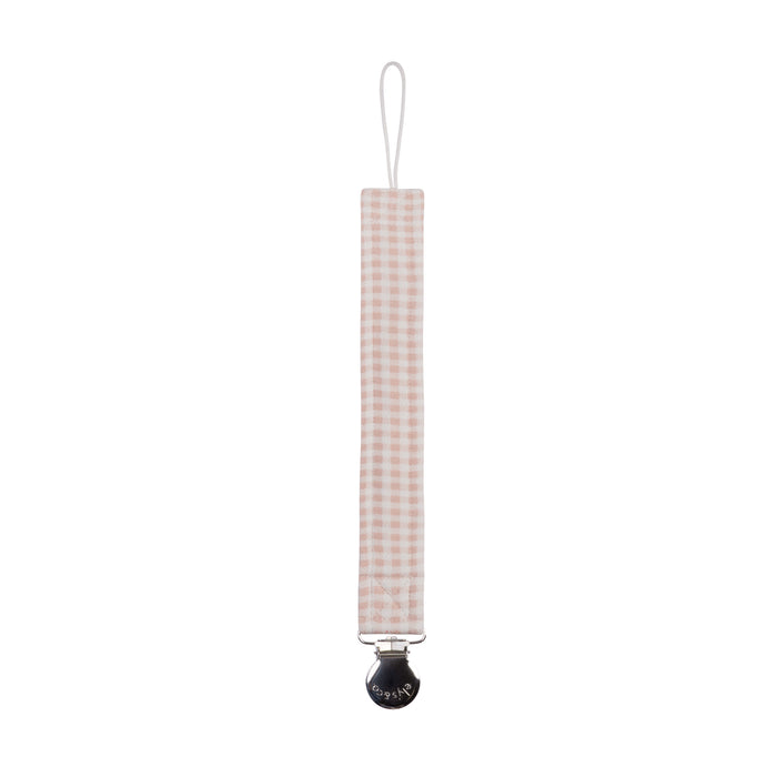 Baby Girl Paci Clip – Pink – Gingham Teddy