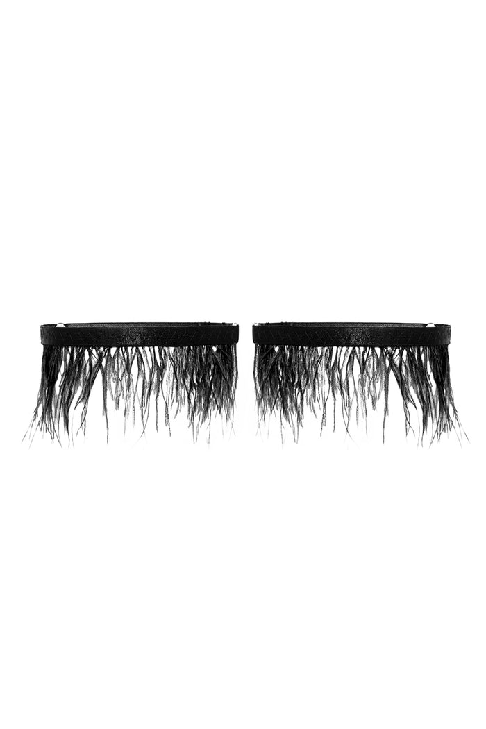Black feather garters