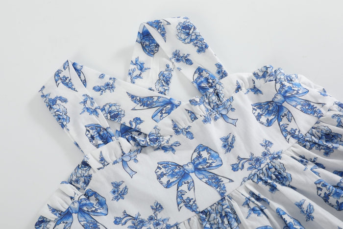 Blue and White Print Layered Sundress - Lil Cactus