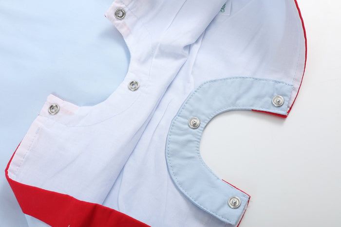 Blue USA Flag Smocked Shortalls - Lil Cactus