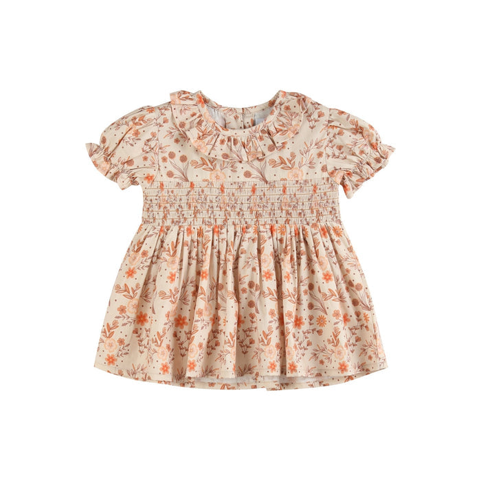 Brown Floral Smocked Dress and Bloomer Set - Lil Cactus