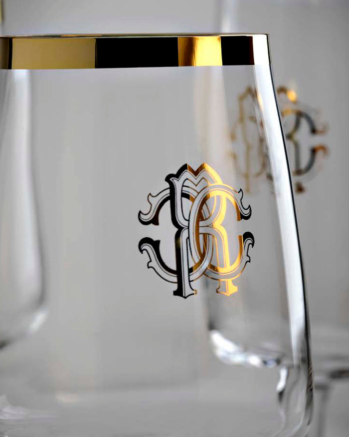 Champagne Goblet NEW MONOGRAM Gold H 9.25", cap. 10 oz