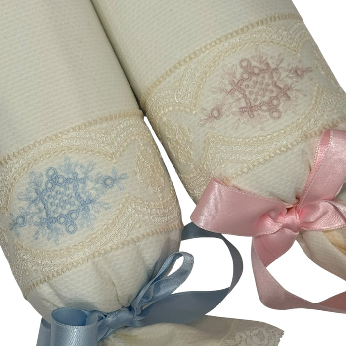 Clotilde Ivory Pillow Roll (Blue or Pink)