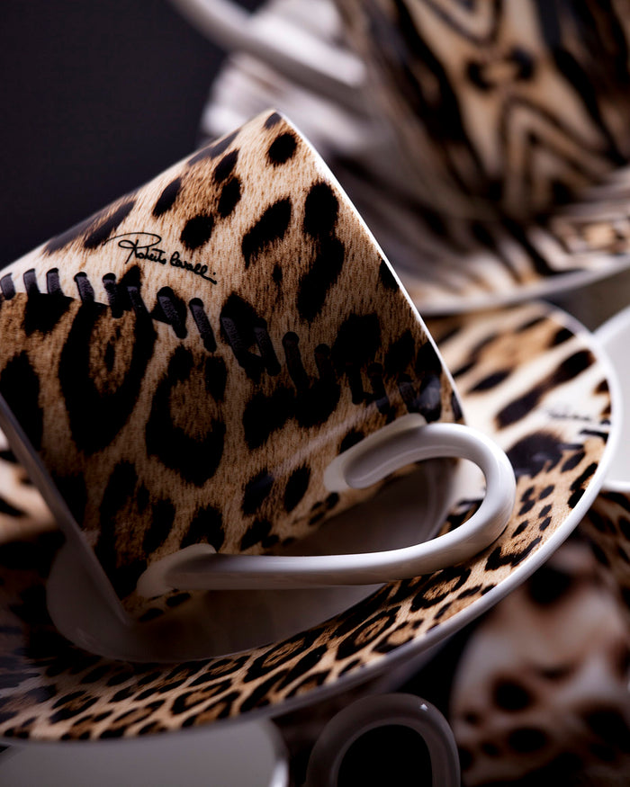 Coffee Cup & Saucer AFRICA CASABLANCA AND MALINDI Set of 2 in Luxury Box diam. 2.3", H 2.5", Cap. 4 oz, Saucer diam. 4.75"