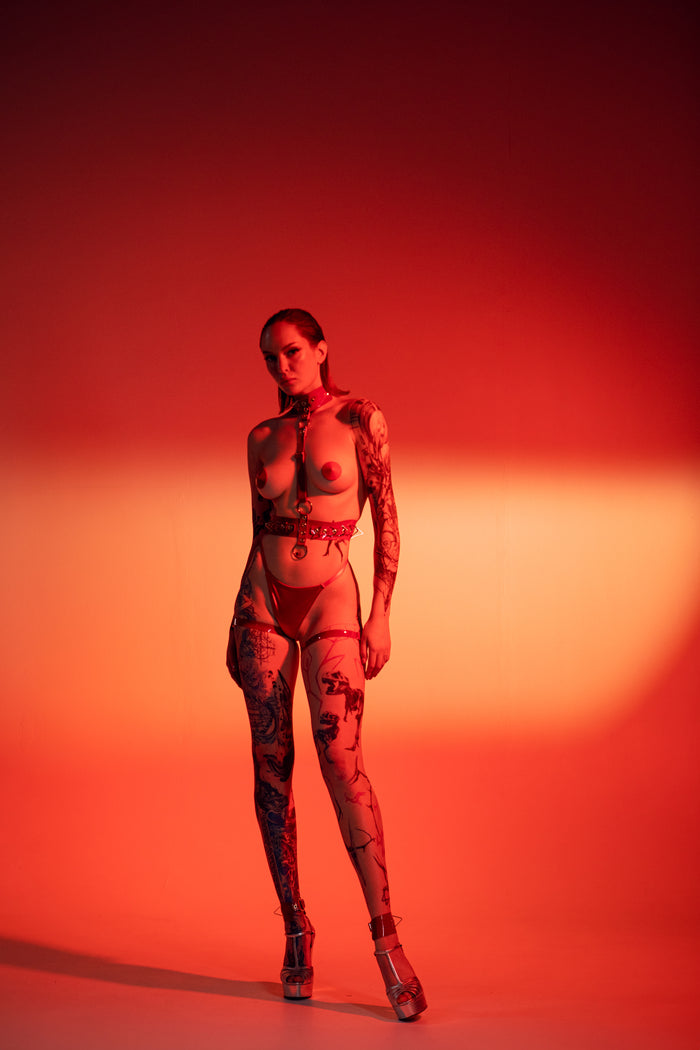 Crush Red halter belt by Secret Room