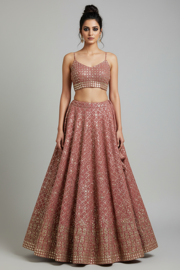 Dusty Rose Sequin Lehenga