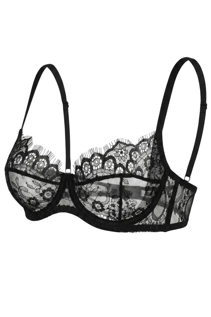 Elara French lace black underwired bra