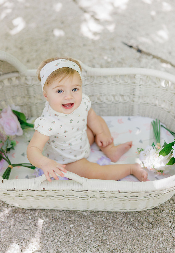 Girls Headband – Ivory Pink – Floral Print