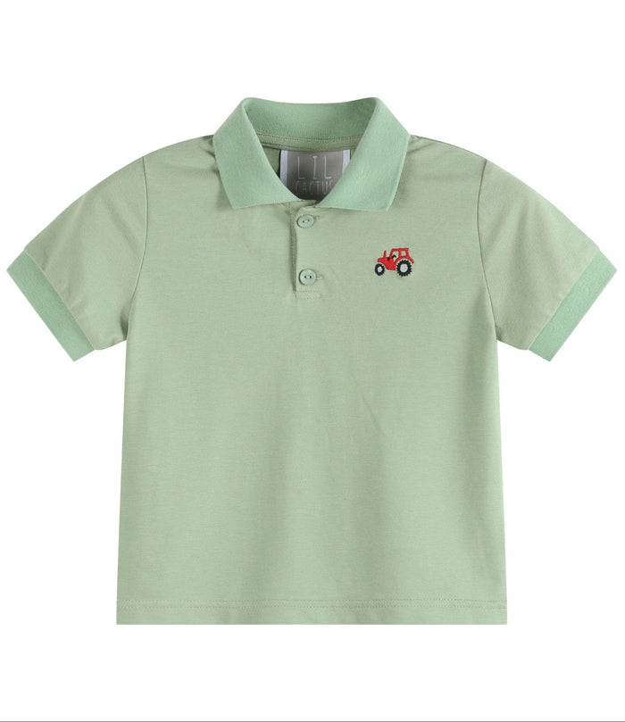 Green Tractor Golf Shirt - Lil Cactus