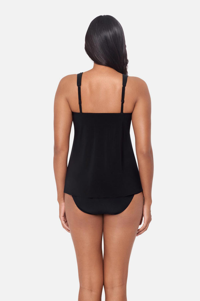 Back view of Hadee Tankini Top in Black