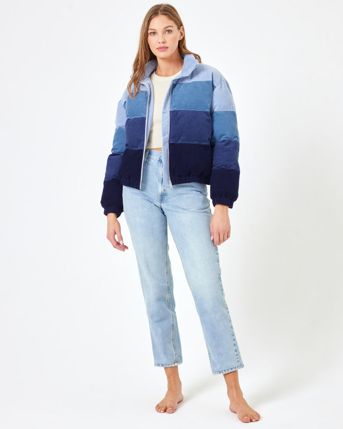 LSPACE Horizon jacket in Marina Days, front view on model.