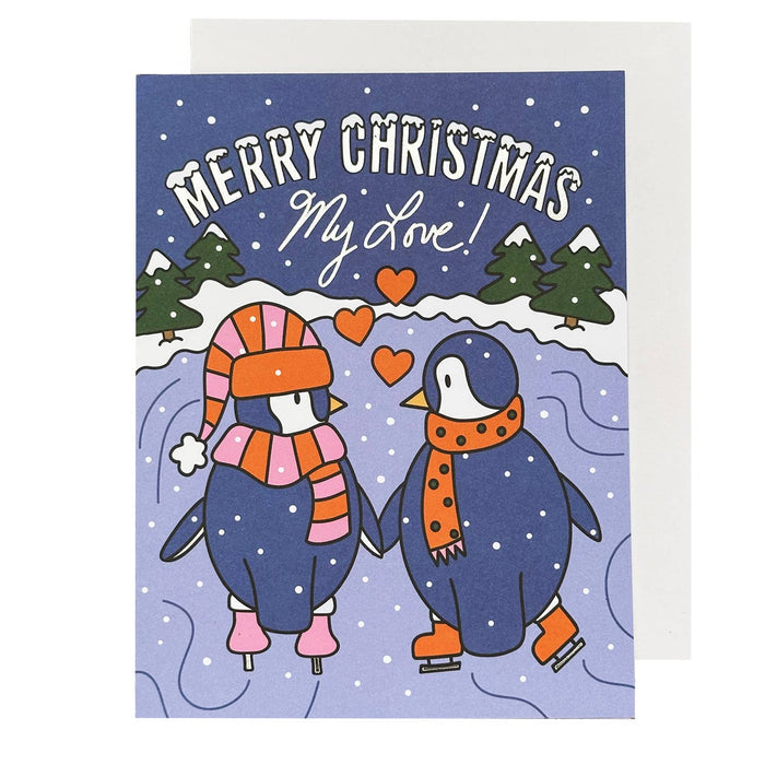 Ice Skating Penguins Card