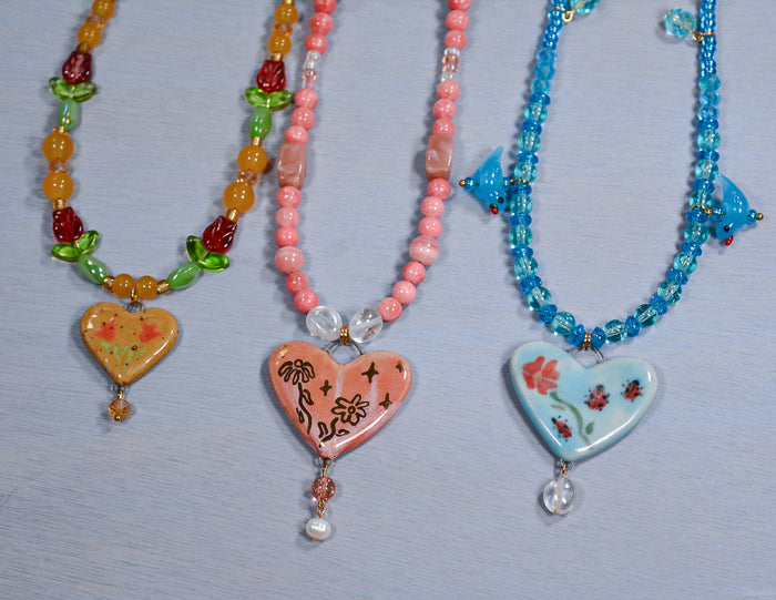 Lemon Tulip Beaded Necklace