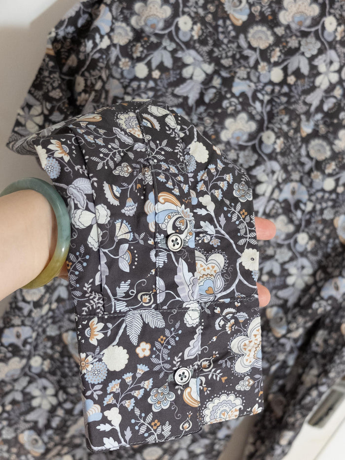 Liberty London Button-Up Long-Sleeved Men Dress Shirt, Handmade Sustainable Eco-friendly Tailoring Chemise, Slow-Fashioned Menswear