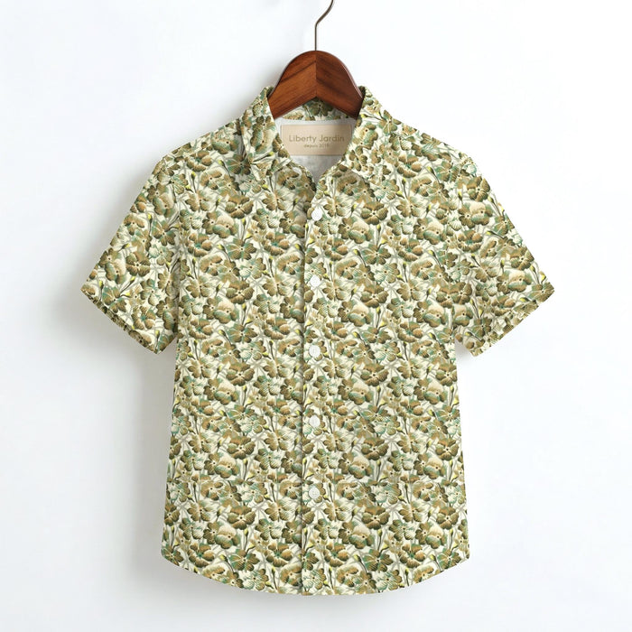Liberty London Button-up Short-sleeved Shirt, Handmade Cotton Clothing, Tailoring Personalised Chemise, Minimalist Casual Outfits