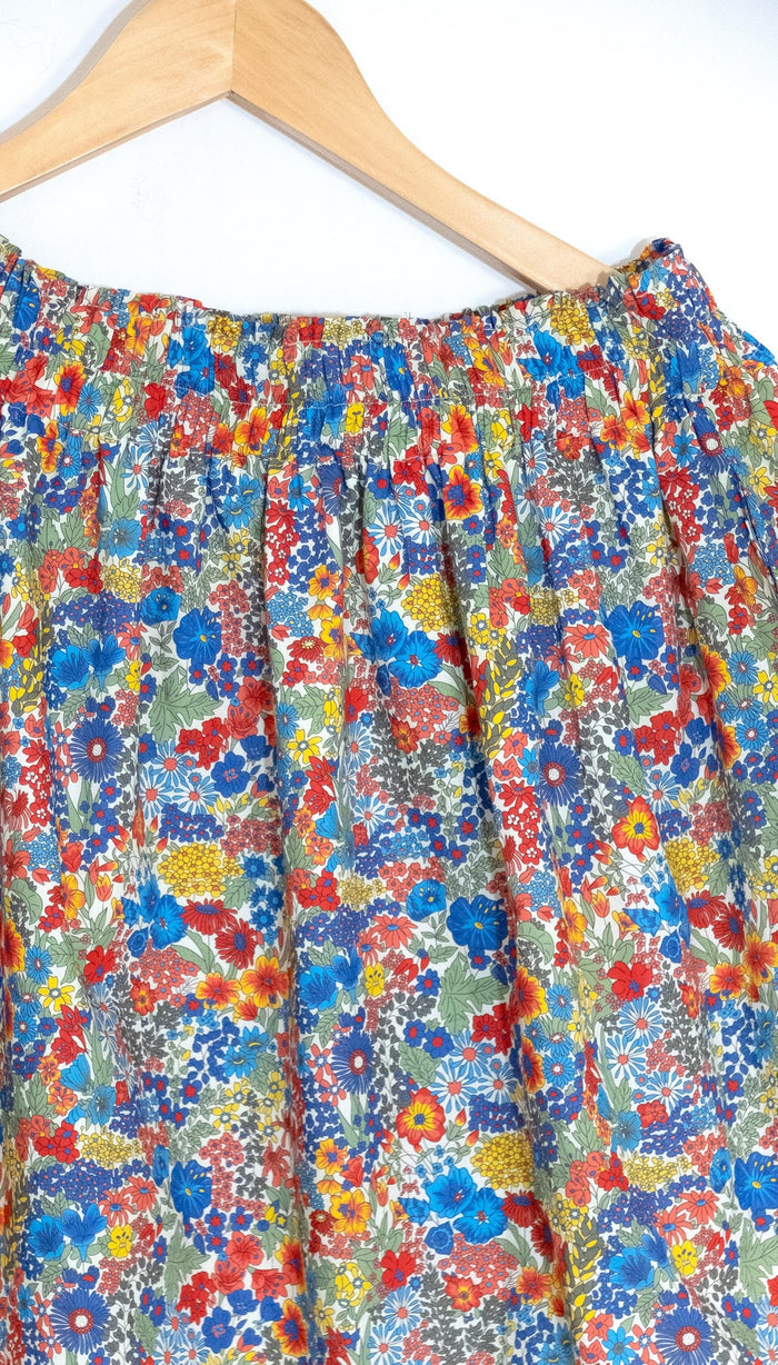 Liberty London Midi Flowy Skirt, Handmade Botanical Womenswear, Ethical Cotton Clothing, Personalised Tailoring Eveningwear