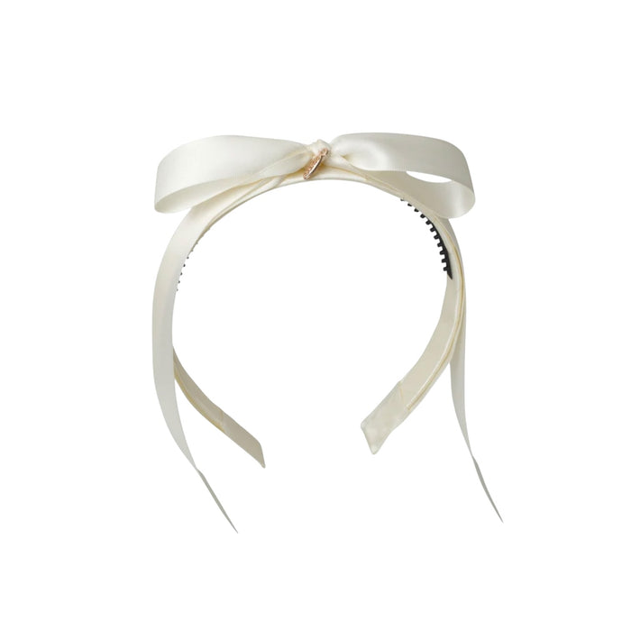 Mathilde Satin Bow Headband - Ivory