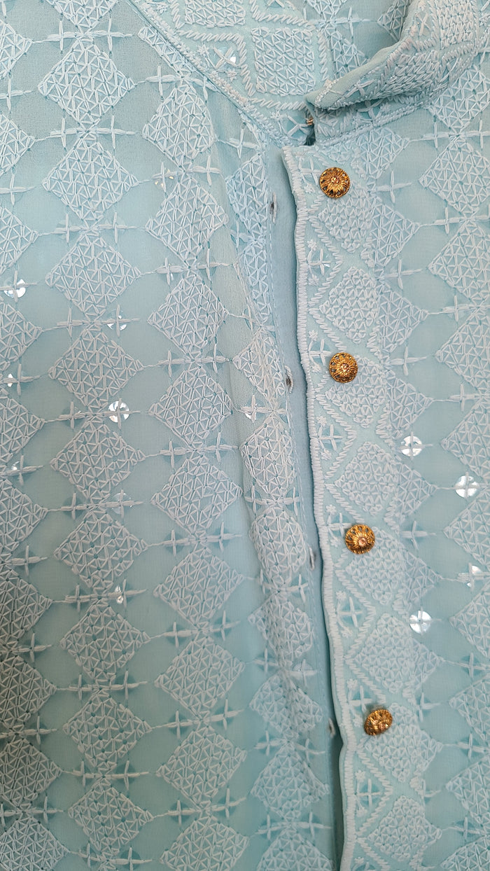 Mint Chikankari Kurta Set