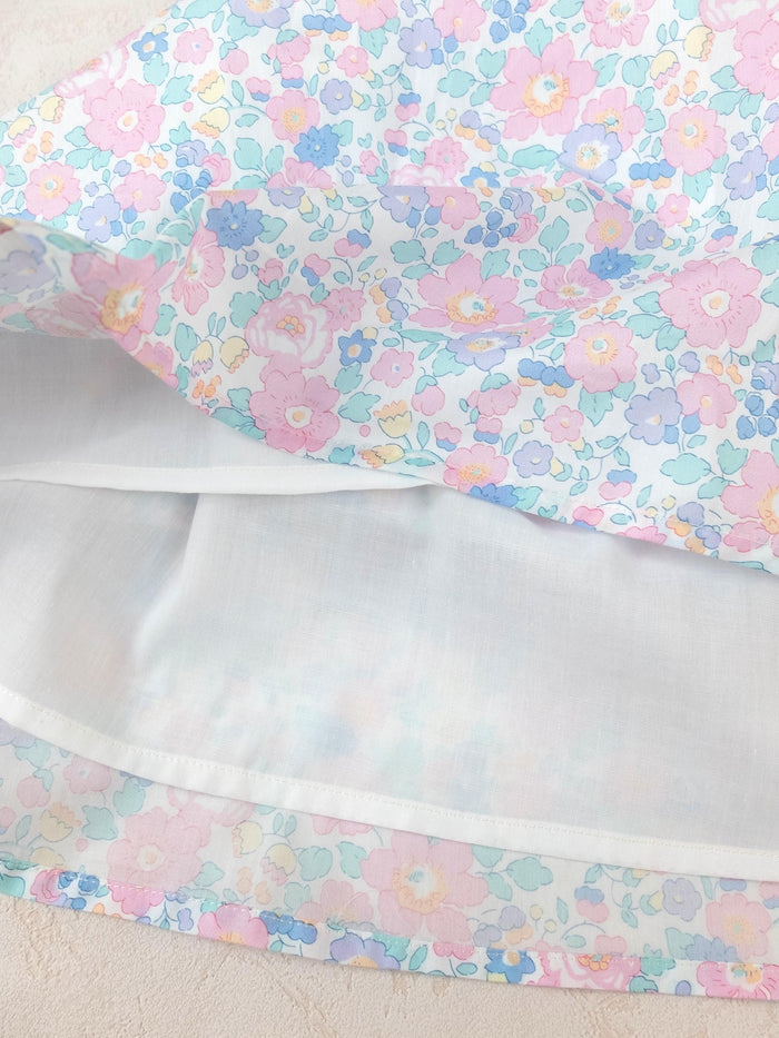 Pinafore Liberty London Sun Dress, Handmade Children-wear, Sleeveless Floral-Print Dress, Sustainable Eco-friendly Heirloom Clothing