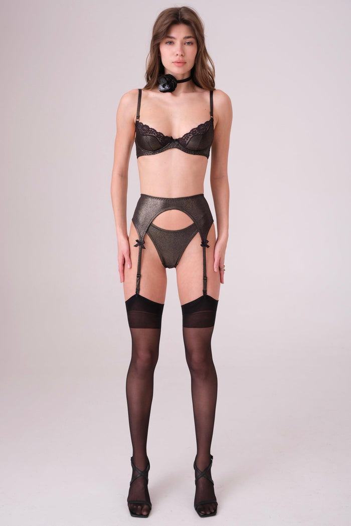 Ramonda black gold garter belt - yesUndress