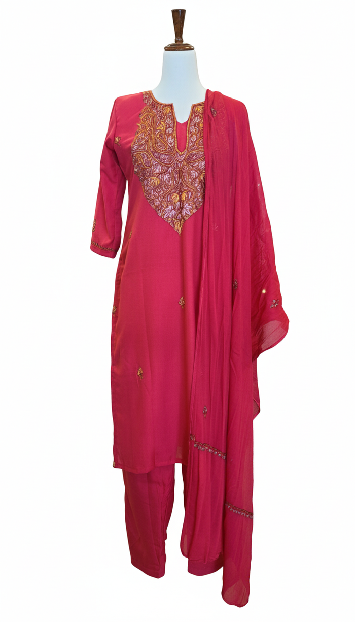 Red Kashmiri Embroidered Salwar Suit