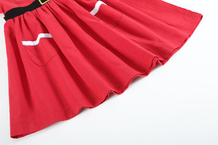 Red Santa Dress with Black Sash - Lil Cactus
