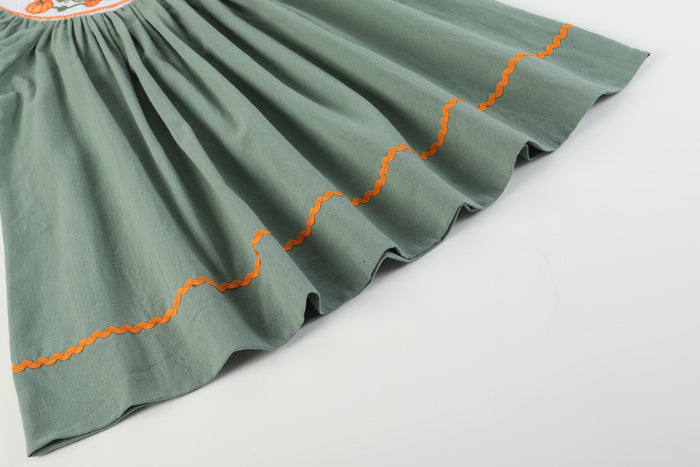 Sage Green Pumpkin Smocked Bishop Dress - Lil Cactus