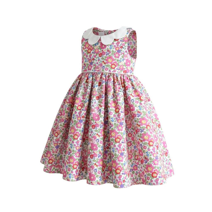 Sleeveless Liberty London Floral Dress: English Cotton Flower Girl Dress, Botanical Ditsy Print