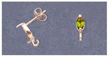 Solid Sterling Silver or 14kt Gold 1 Set (2 pieces) 4x3-6x3 Marquise Earring Setting, with Open Hoop/Ring 162-143/142-143