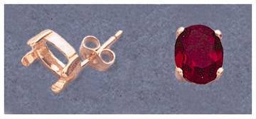 Solid Sterling Silver or 14kt Gold 1 Set (2 pieces) 6x4-9x7 Oval Low Profile Earrings Setting, Made in USA 162-150/142-150