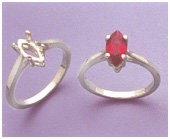 Solid Sterling Silver or 14kt Gold 10X5-20x10 Marquise Pre-Notched Blank Ring Size 5-8 setting 163-497/143-497