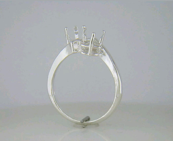Solid Sterling Silver or 14kt Gold 6mm Trillion Cut Double Stone Pre-Notched Blank Ring Size 7 shank setting 163-420/143-420