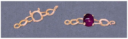 Solid Sterling Silver or 14kt Gold Chain Bracelet Link for 7x5-10x8 Oval Cabochon Stones, DIY Bracelet, Custom made, 167-864/147-864