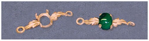 Solid Sterling Silver or 14kt Gold Leaf Bracelet Link for 7x5-10x8 Oval Cabochon Stones, DIY Bracelet, Custom made, 167-863/147-863