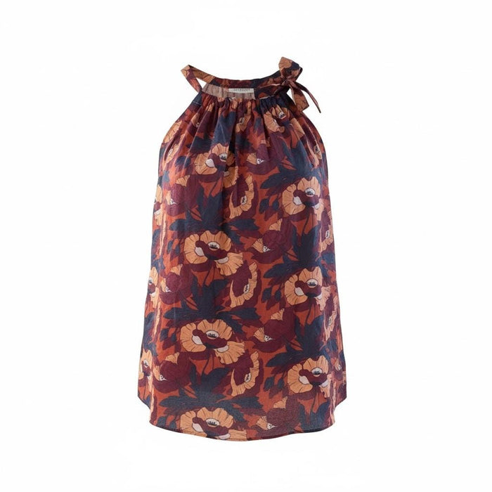 Summer Liberty London Halter Neck Blouse: Botanical Floral Print Top, Cotton Tana Lawn Fabric
