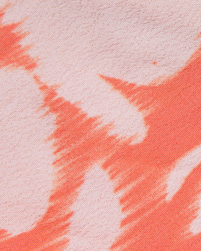 Close-up of the LSPACE Tala Dress in vine vignette, highlighting the coral and cream watercolor-style floral print fabric.