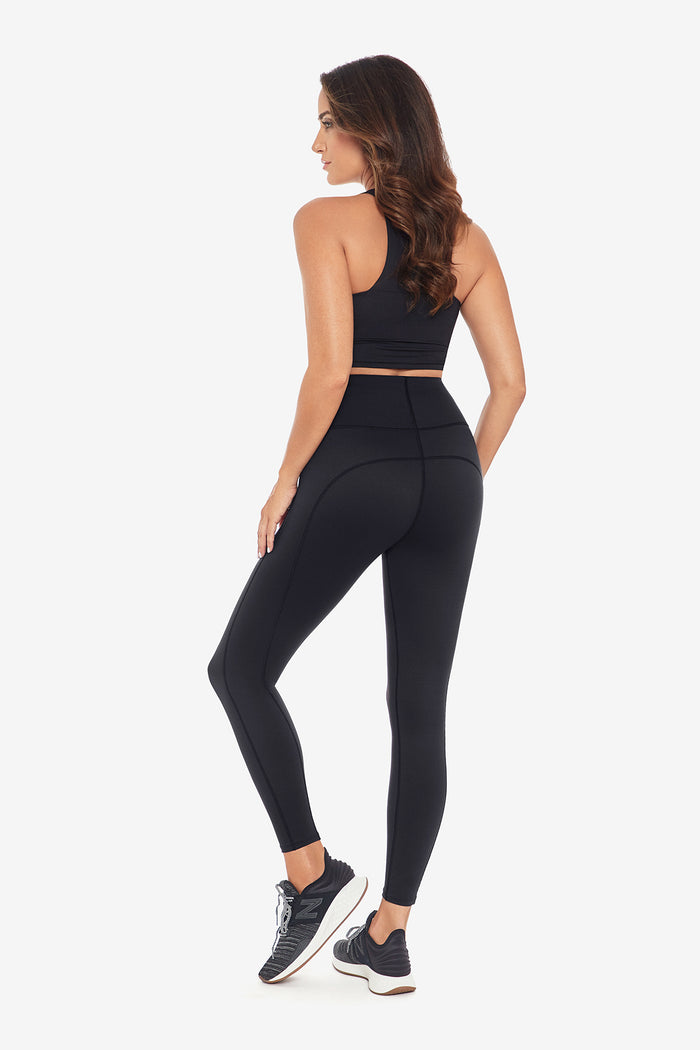 Tummy Control Performance Leggings in Deep Black