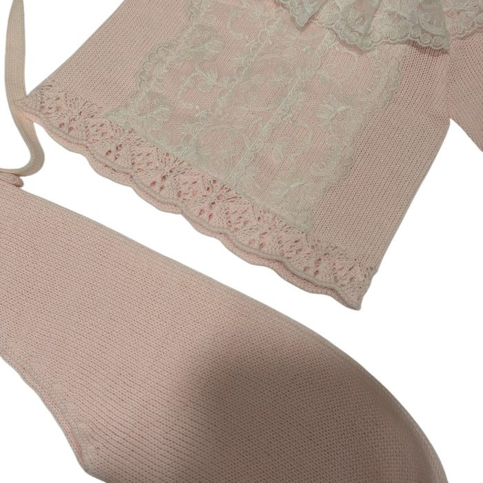 Valeria Light Pink/White 3-Piece Knitted Set