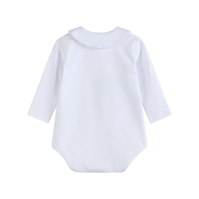 White Pointed Collar Button Romper All Year - Lil Cactus