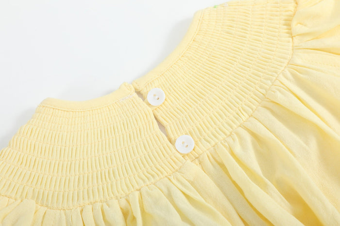 Yellow Daisy Pocketed Smocked Bishop Dress - Lil Cactus