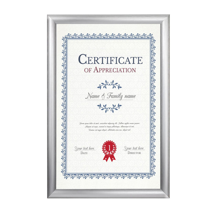 11x17 Brushed Silver SnapeZo® Snap Frame - 1 Inch Profile