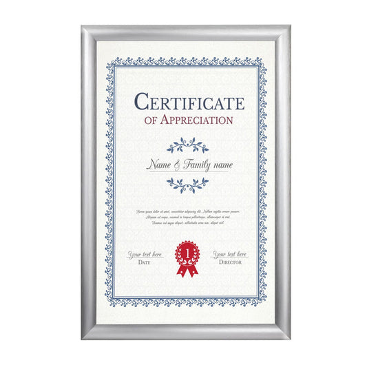 11x17 Brushed Silver SnapeZo® Snap Frame - 1 Inch Profile