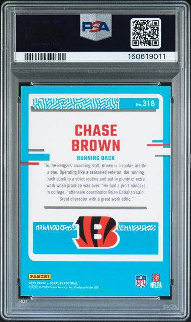 2023 Panini Donruss Chase Brown Press Proof Green #318 PSA AUTH Auto 10