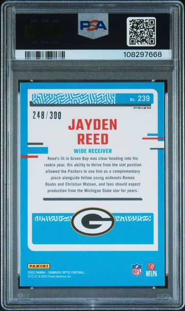 2023 Panini Donruss Optic Jayden Reed Wave #239 PSA 10 Auto 10