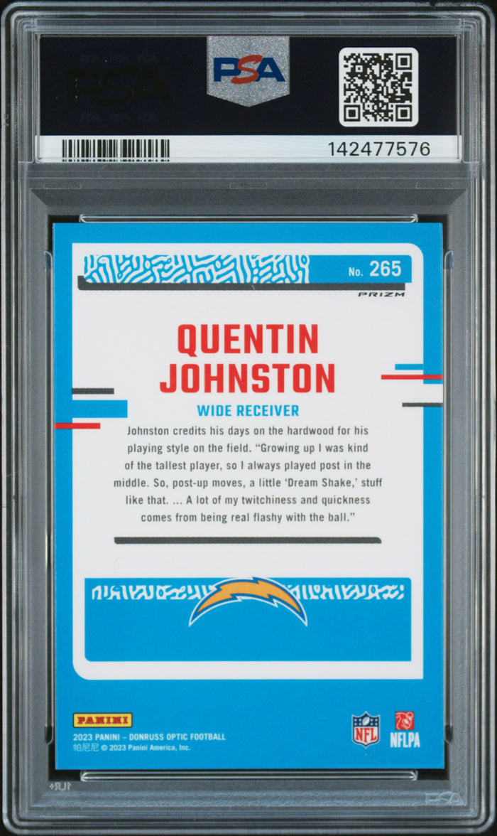 2023 Panini Donruss Optic Quentin Johnston Pink #265 PSA AUTH Auto 10