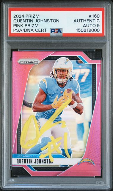 2024 Panini Prizm Quentin Johnston Pink Prizm #160 PSA AUTH Auto 9