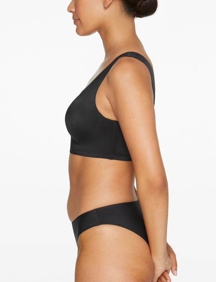 Smoothing Scoop Wireless Bra - Black - Nylon/Spandex -Thirdlove